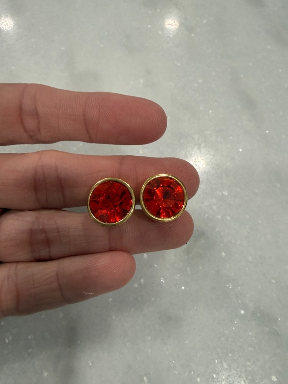 kate spade Gold-Tone Red Crystal Stud Earrings